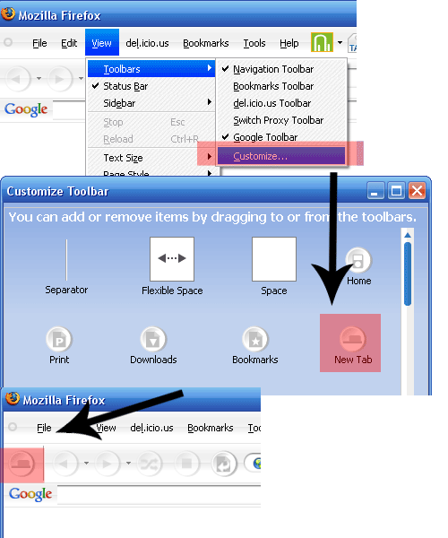 اضافه کردن دکمه برگه جدید به فایرفاکس